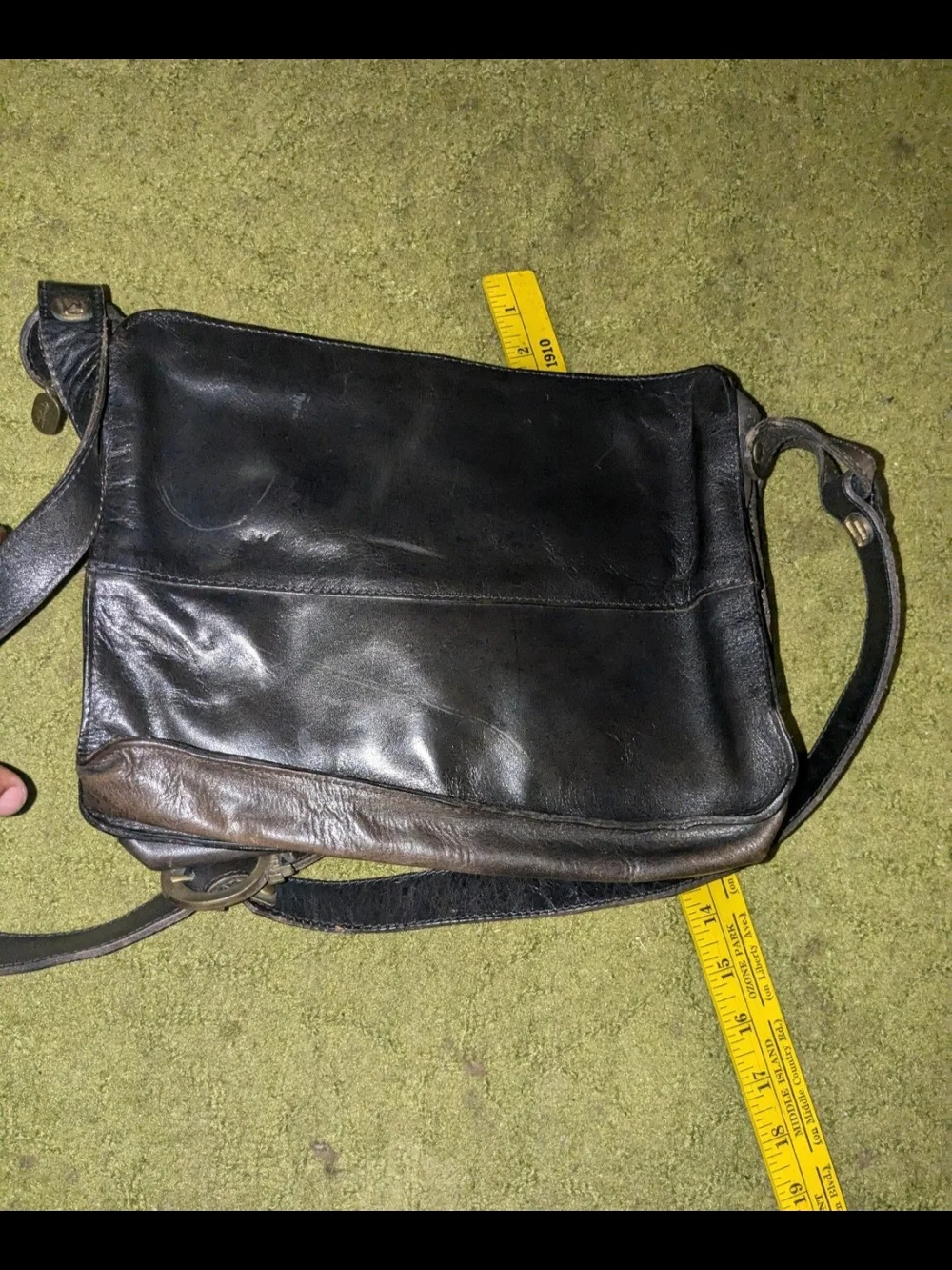 Black Leather Crossbody Messenger Bag By Malusardi